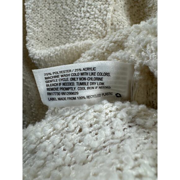 Knox Rose Sweater Pullover V Neck Popcorn Ivory Cream Slit Sides Size Medium - Picture 3 of 5